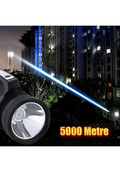 Su Geçirmez El Feneri Sarj Edilebilir Projektör Cree Led El Lambası 15 W 8000 Mah Beyaz Işık 5 Km Genel