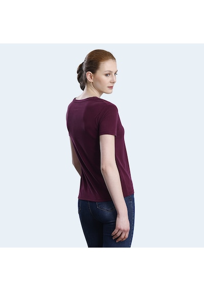 Slazenger PERICAS Kadın V Yaka Mürdüm Tişört