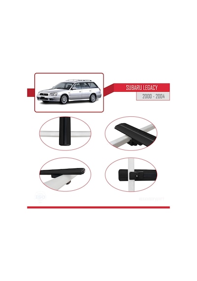 Subaru Legacy 2000-2004 Arası İle Uyumlu Basic Model Ara Atkı Tavan Barı Siyah 3 Adet