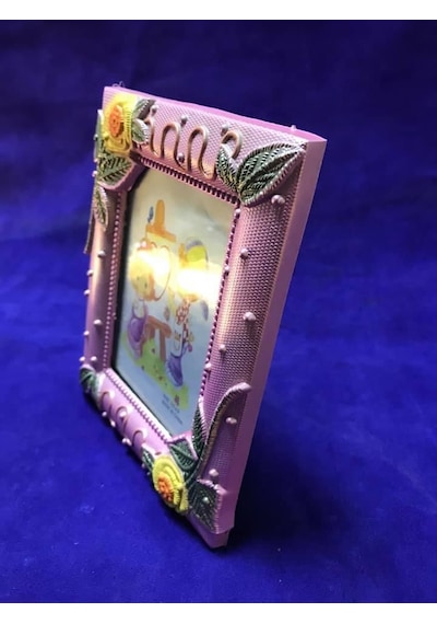 9x13 Cm Plastik Fotoğraf Çerçevesi - Renkli Çiçek Desenli Camlı Çerçeve