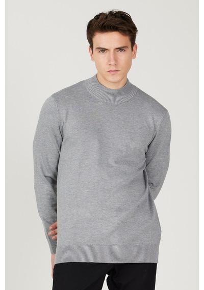 AC&Co / Altınyıldız Classics Standart Fit Normal Kesim Yarım Balıkçı Yaka Triko Erkek Kazak - Gri Melanj AC&Co / Altınyıldız Classics Standart Fit Normal Kesim Yarım Balıkçı Yaka Triko Erkek Kazak - Gri Melanj