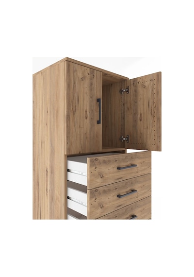 Hyperion Dolap Tek Raflı 7 Çekmeceli 2 Kapaklı 60x44x182 Çam-çam Atlas Çam