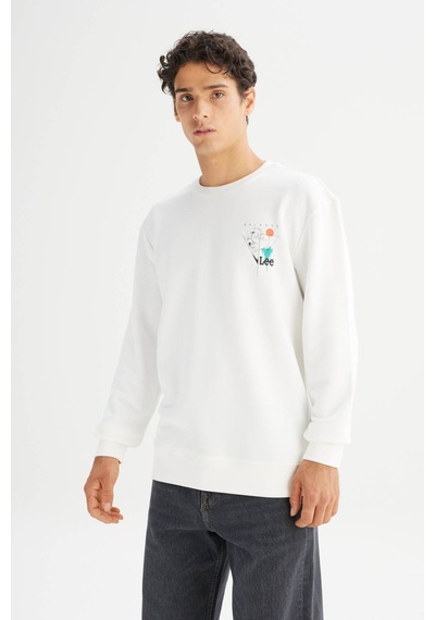 Lee Regular Fit Baskılı Beyaz Erkek Sweatshirt L2520361102 Beyaz