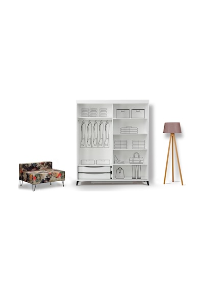 Pasifichome Huga 2 Kapaklı Sürgülü Gardırop & Yatak Odası Dolabı 190 CM Beyaz