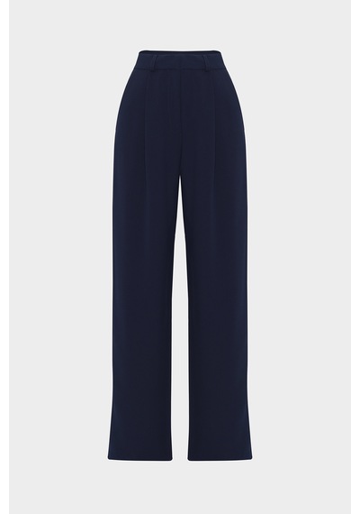 Açelyaokcu Premium Lowry Wide Leg Palazzo Dokuma Pantolon Lacivert