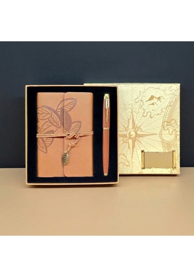 Premium İş Hediyesi Günlük Yazı Aracı Taba Defter Ve Siyah Kalem Çok Renkli