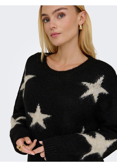 Only Onlazu Ls Star O-neck Knt Siyah