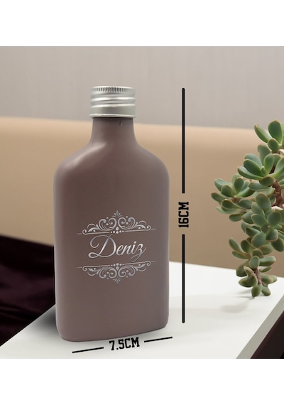 Bk Gift Kişiye Özel İsimli Cam Şişede Kolonya 200 Ml 80 Derece, Özel Tasarım Şişe, Hediye Kolonya Mat Gri