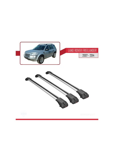 Land Rover Freelander 2007-2014 Arası İle Uyumlu Ace-1 Ara Atkı Tavan Barı Gri 3 Adet Bar