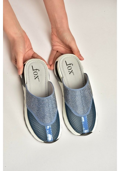 Fox Shoes U312514415 Lacivert File Kadın Terlik Lacivert