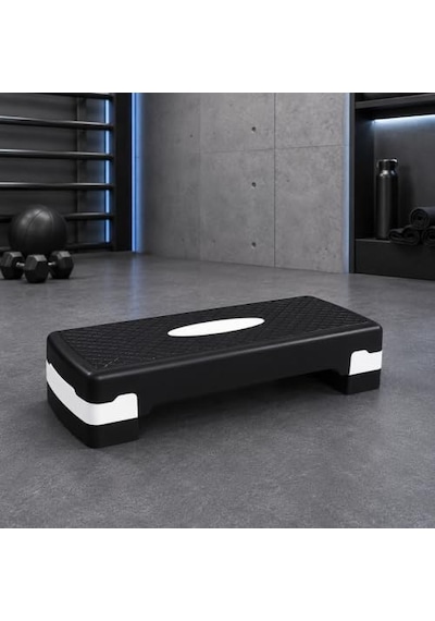 2 Kademeli Ayarlanabilir Step Tahtası, Kaymaz Yüzeyli Aerobik Fitness Kardiyo Egzersiz Platformu, Siyah Beyaz Ev Spor Stepper Tahtası, 10-14 Cm Yükseklik