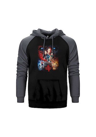 Stranger Things Home Gri Renk Reglan Kol Sweatshirt / Hoodie