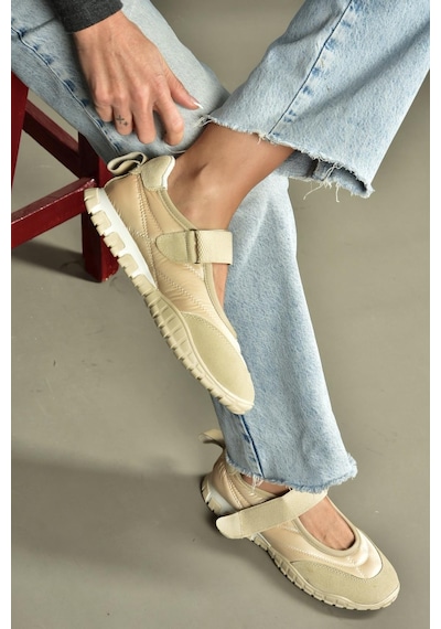 Fox Shoes V312651304 Bej Kumaş Bantlı Günlük Kadın Ayakkabı Bej