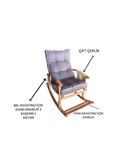 Yaren Home Dizayn Sallanan Sandalye, Dinlenme Koltuğu,tv Sandalyesi, Gri Krem Gri - Krem