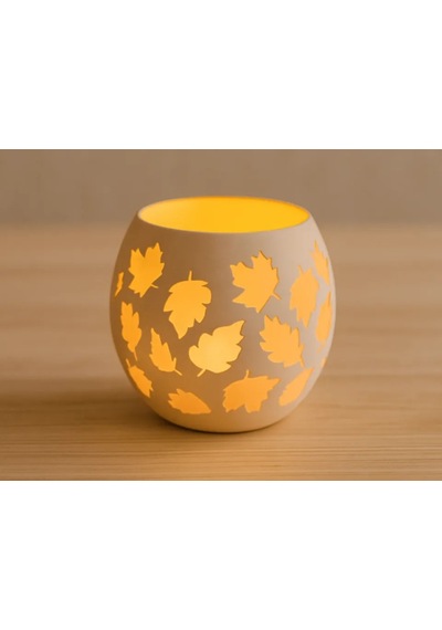 3d Baskı Yaprak Desenli Tealight Mumluk Sonbahar Yaprakları Kabartmalı Dekoratif Şamdan Masa Süsü Renkli