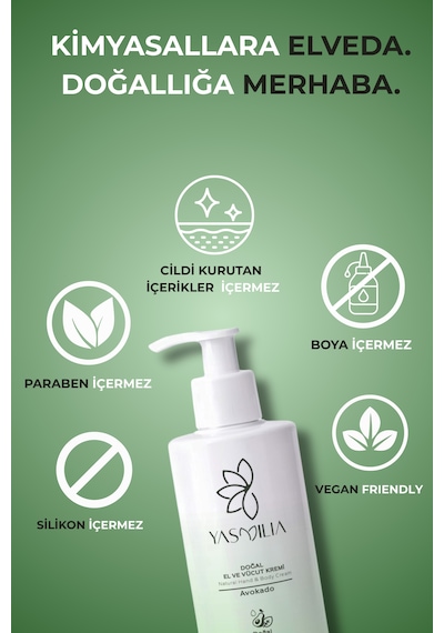 Doğal Premium Nemlendirici El Ve Vücut Kremi Vitamin Ve Bitki Özleri Avokado