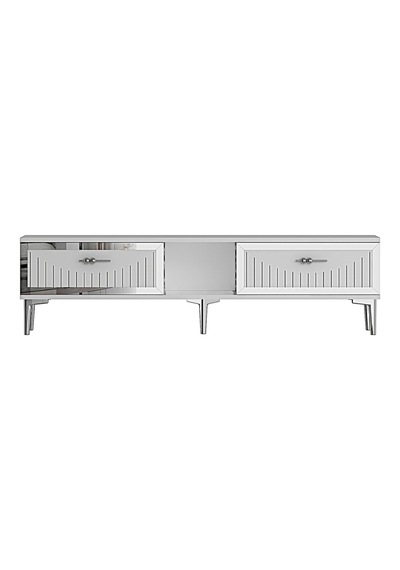 Tsa1503bs - Tunatv150 Tv Stand, Tv Sehpası Beyaz-sılver 150cm Beyaz-sılver