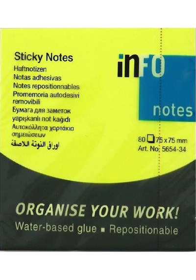 Info Notes 75x75 Fosfor Sarı Postit 80 Yp 565434