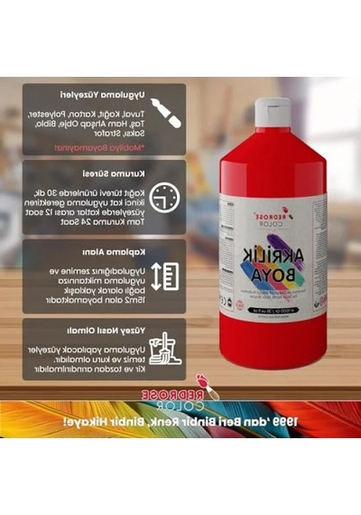 Dayanıklı Kırmızı Akrilik Boya - 1000 Gr 0.2 L