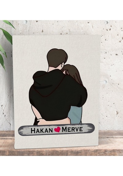 Bk Gift Kişiye Özel Sarılan Sevgili Tasarımlı Kanvas Tablo-1 15x20 , Sevgiliye Hediye, Sevgililer Günü Hediyesi Kobitmeyencom33689 Bk Gift