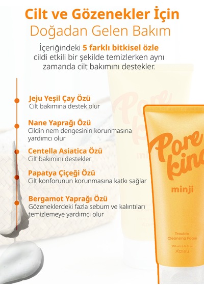 Gözenek Arındıran&siyah Nokta Karşıtı Temizleme Köpüğü A'pıeu Pore King Minji Trouble Cleansing Foam