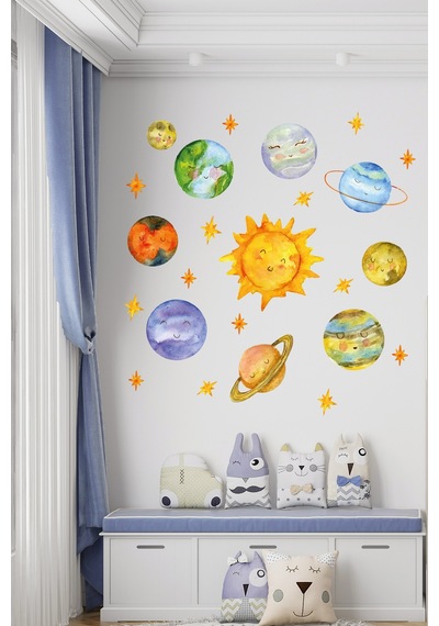 Güneş Ve Gezegenler Temalı Çocuk Odası Sticker Seti