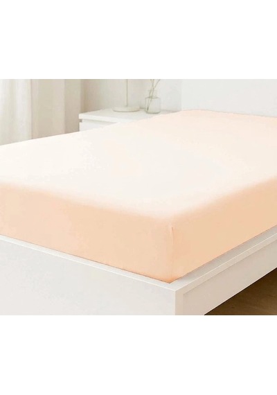 Newsheet %100 Pamuklu Terletmeyen Ve Kaymayan Lastikli Çift Kişilik Penye Çarşaf 160x200 Cm - Somon