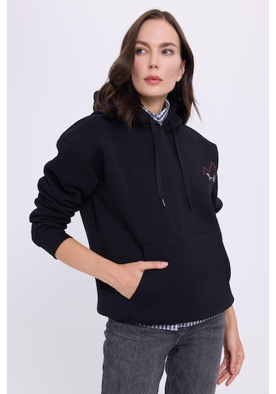 Tudors Kadın Oversize Geniş Kesim Pamuklu Yumuşak Dokulu İçi Polarlı Baskılı Siyah Kapüşonlu Sweatshirt-41535 SiYAH Tudors Kadın Oversize Geniş Kesim Pamuklu Yumuşak Dokulu İçi Polarlı Baskılı Siyah Kapüşonlu Sweatshirt-41535 SiYAH