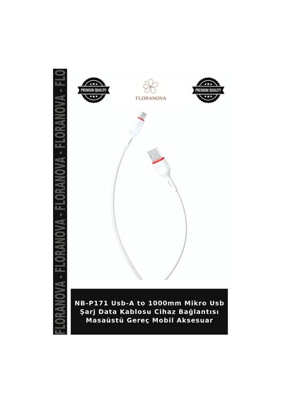Nb-p171 Usb-a To 1000mm Mikro Usb Şarj Data Kablosu Cihaz Bağlantısı Masaüstü Gereç Mobil Aksesuar