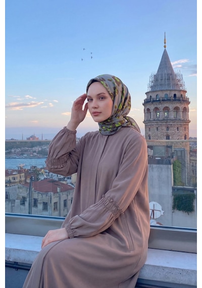 Silk Home Pamuk Karışımlı Eşarp Çiçekli Desen Pastel Yeşil 90x90 Çok Renkli