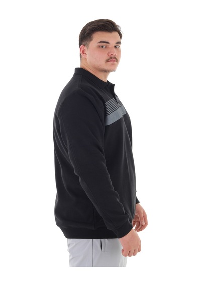 Erkek Battal Beden 158 Kiloya Kadar Uygun Bedenli Geniş Kalıp Baskılı Polo Yaka Selanik Sweat Siyah Erkek Battal Beden 158 Kiloya Kadar Uygun Bedenli Geniş Kalıp Baskılı Polo Yaka Selanik Sweat Siyah