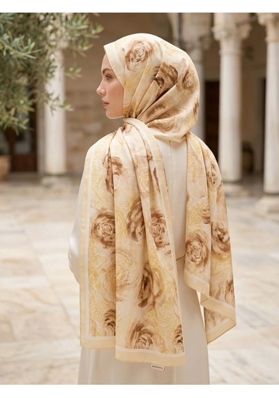 Camellia Scarfs Rossa Desen Soft Şal Tereyağ Sarısı - Zarif Ve Rahat Stil Tereyağı Sarısı