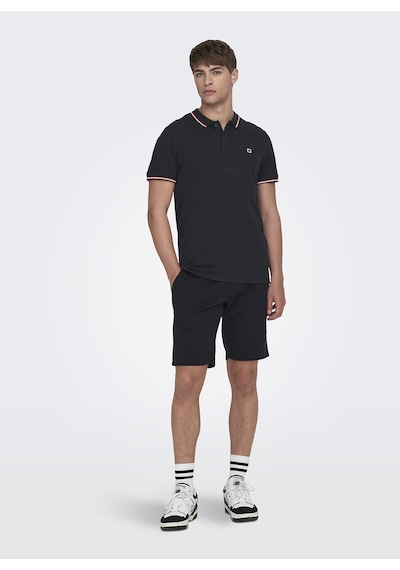 Only & Sons Düz Siyah Erkek Polo T-shirt - 22024827