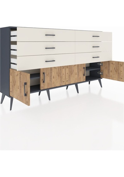 Arges Konsol 2 Raflı 6 Çekmeceli 4 Kapaklı 176x30x99 Antrasit-çam Antrasit-çam/aytaşı Arges Konsol 2 Raflı 6 Çekmeceli 4 Kapaklı 176x30x99 Antrasit-çam Antrasit-çam/aytaşı