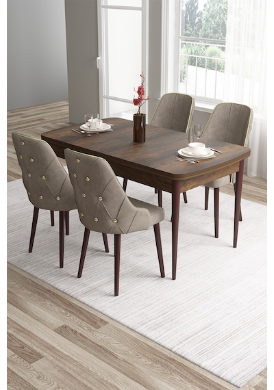 Canisa Tia Serisi 80x132 Açılabilir Mdf Mutfak Masası Takımı Barok Desen Masa 4 Cappucino Sandalye Masa Barok Ahşap Desen Sandalye Cappucino Canisa Tia Serisi 80x132 Açılabilir Mdf Mutfak Masası Takımı Barok Desen Masa 4 Cappucino Sandalye Masa Barok Ahşap Desen Sandalye Cappucino