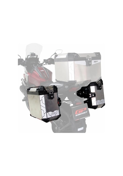 Gp Kompozit Universal 40 Lt X 2 Alüminyum Motosiklet Yan Çanta Seti Gri Siyah