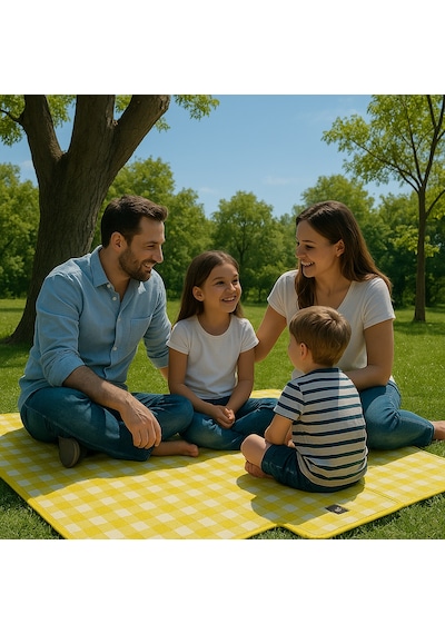 Pinterest Piknik Örtüsü 200x150 Cm Su Geçirmez Çift Katlı Kamp Ve Plaj Örtüsü Sarı