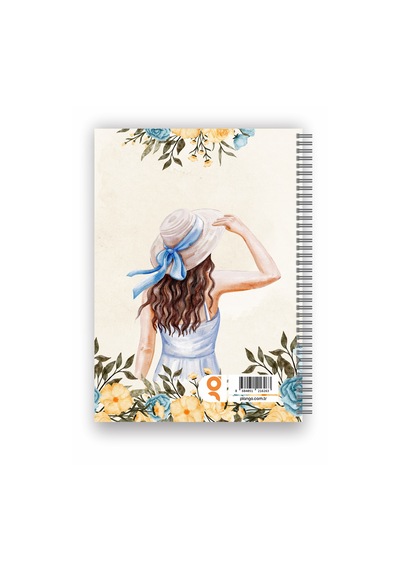 Şapkalı Kadın Spiralli Günlük Planlama Defteri - 100 Sayfa - 17x24 Planlayıcı Defter Beyaz - Mor