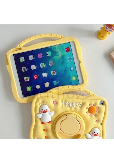 Redmi Pad Se 11 İnç Kılıf Kabartmalı Ördek Figürlü Stand Olabilen Tablet Kılıfı Arka Kapak