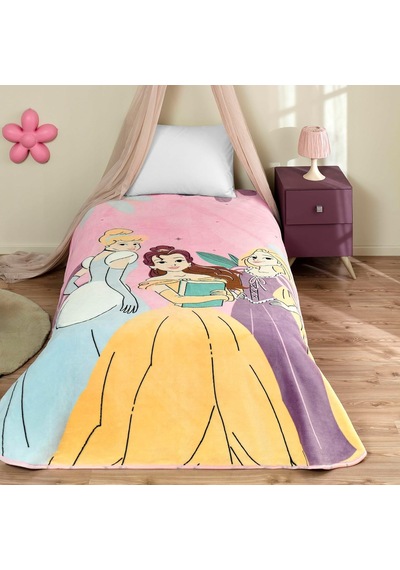 Disney Princesses Fun And Bold Çizgi Film Karakteri Pamuk-polyester Karışım Battaniye, Pembe, Mavi, Mor, Sarı, Tek Kişilik Diğer