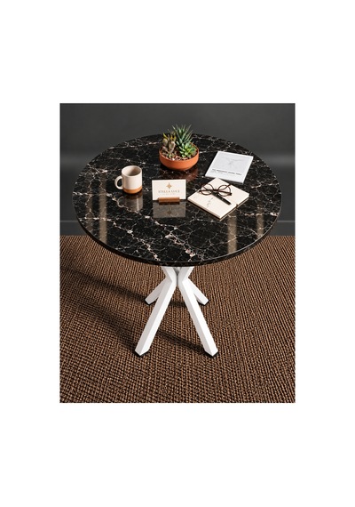 Mutfak Cafe Balkon Bahçe Restoran Yemek Masası 70x70 Beyaz Siyah Traverten Yuvarlak Mermer Desen - Beyaz Mermer Desen - Beyaz Mutfak Cafe Balkon Bahçe Restoran Yemek Masası 70x70 Beyaz Siyah Traverten Yuvarlak Mermer Desen - Beyaz Mermer Desen - Beyaz