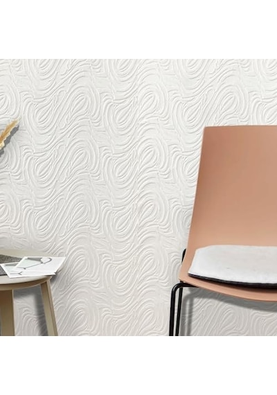 Tink 3d Kendinden Yapışkanlı Duvar Kağıdı Yeni Nesil Akustik Keçe Panel Dalgalı Desen 52x98 Cm Beyaz, 10 Adet 5 M²