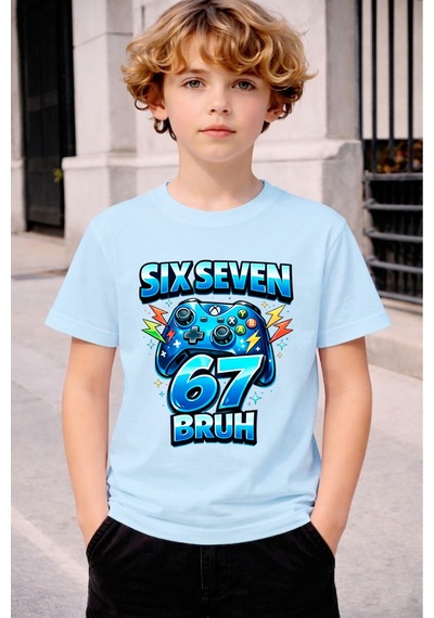 Stil-x Sıx Seven Baskılı Erkek Çocuk Tshırt, 67 Tasarımlı Mavi-6