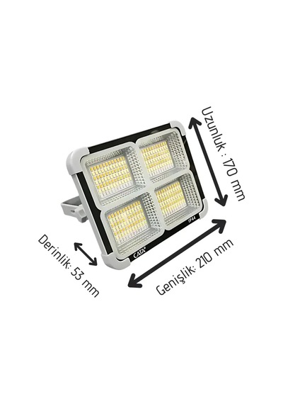 Cata Ct-4698 Miami Solar Led 200w Şarjlı Projektör Çakarlı Fener Gri