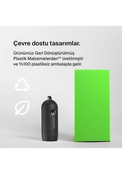 Belkin Boostcharge 30w Hızlı Araç Şarj Cihazı, Usb-c Güç Dağıtım