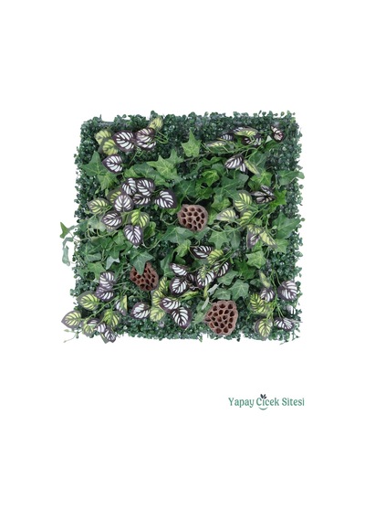 Yapay Çiçek Sitesi Yapay Bitkili Duvar Paneli 50x50 Cm Model 8 Yeşil