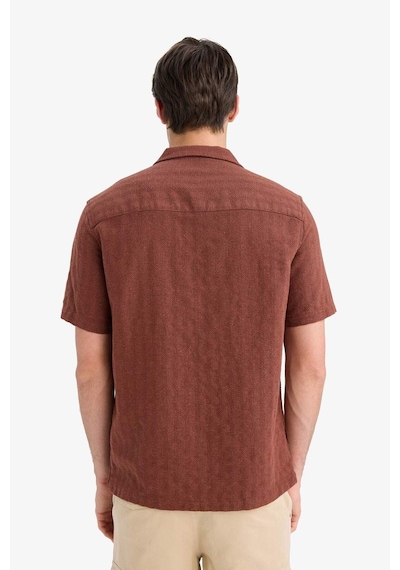 Defacto Regular Fit Polo Yaka Jakarlı Kısa Kollu Gömlek E5693ax25smbn326 Kahve