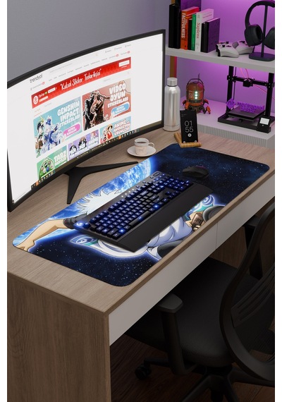 Gintama Anime V4 - 90x40 Xxl Gaming Kauçuk Kaymaz Taban Mouse Pad Fare Altlığı