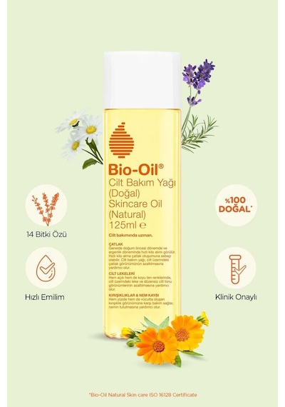 Bio Oil %100 Natural Çatlak Karşıtı & Leke Karşıtı Nemlendirici Doğal Cilt Bakım Yağı 125 ML