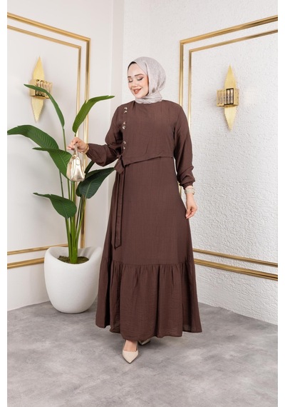 Harman Butik Kadın Bağlama Detaylı Çilek Kumaş Kahverengi Elbise Kahverengi Kahverengi Harman Butik Kadın Bağlama Detaylı Çilek Kumaş Kahverengi Elbise Kahverengi Kahverengi